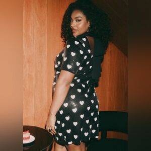 Eloquii Black Heart Patterned Backless Dress Sz 14